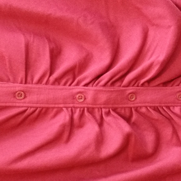 SO Goods For Life Mesa Red Short Sleeve Shirred Dress Size M - Picture 2 of 5